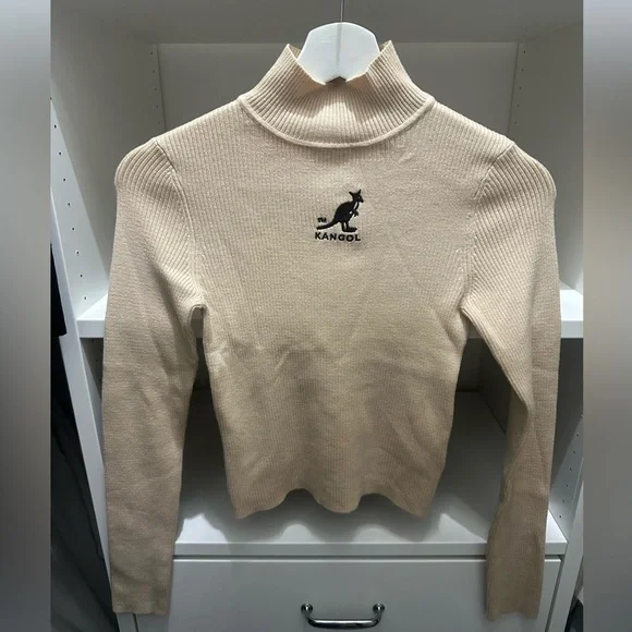 H&M Sweaters Kangol By Hm Ribbed Mockneck Top Beige Size S